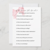 花嫁ゲームを知っているピンクボウ – ブライダルシャワー ノートカード (正面)