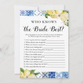 花嫁ゲームを知っている青いタイル最高ののレモン 招待状 (正面)