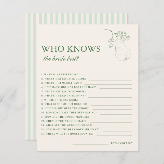 花嫁ゲームを知る完璧な洋ナシ最高のペア (正面/裏面)