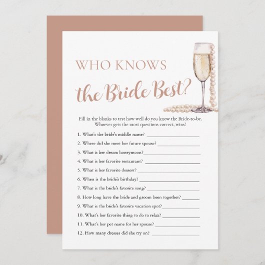 花嫁ゲームを知る真珠とプロセ最高のコ 招待状 (正面/裏面)