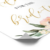 花嫁サインのためのBohoピーチピンクフローラアドバイス ポスター (角)