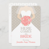 花嫁サンゴ花束グラフィックブライダルシャワー招待状 招待状 (正面/裏面)