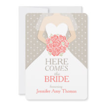 花嫁サンゴ花束グラフィックブライダルシャワー招待状