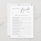 花嫁シャワーのゲームカー最高のドを知っているミニマリスト 招待状 (正面)