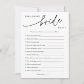 花嫁シャワーのゲームカー最高のドを知っているミニマリスト 招待状 (正面)