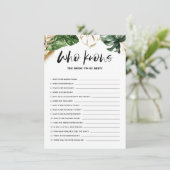 花嫁シャワーのゲームカー最高のドを知っている熱帯 エンクロージャーカード (スタンド正面)