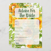 花嫁シャワーゲーム用ひまわりアドバイス アドバイスカード (正面/裏面)