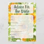 花嫁シャワーゲーム用ひまわりアドバイス アドバイスカード (正面)