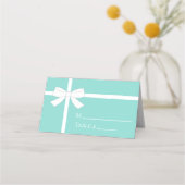 花嫁シャワーブライダルティール(緑がかった色)ブルーティーパーティー プレイスカード (正面)