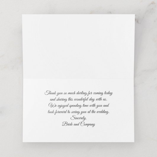 花嫁シャワーブライダルティール(緑がかった色)ブルーティーパーティー プレイスカード (内部開封)