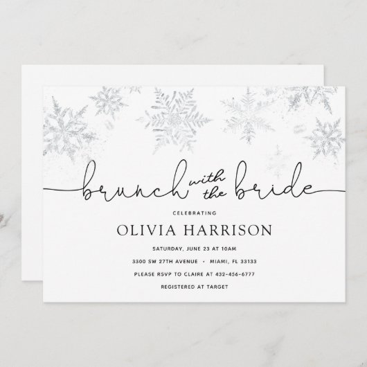花嫁シャワー付きスノーフレークブランチ 招待状 (正面/裏面)