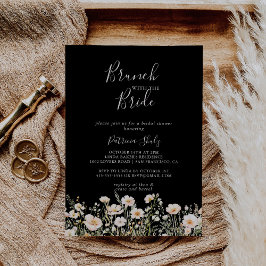 花嫁シャワー付きワイルドフラワーブラックブランチ 招待状