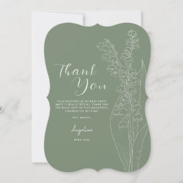 花嫁シャワー用のフラットサンキューカード。 サンキューカード