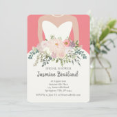 花嫁シルエットとフローラブーケブライダルシャワー 招待状 (スタンド正面)