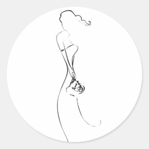 花嫁シルエットクリップアート結婚式用シール ラウンドシール