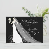 花嫁シルエット結婚ズドレスヴェールブライダル招待状 招待状 (スタンド正面)