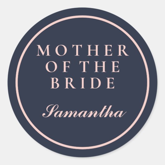 花嫁シンプルのオックスフォードブルーとピンクの母親 ラウンドシール (正面)