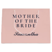 花嫁シンプルのオックスフォードブルーとピンクの母親 ラージペーパーバッグ (正面)