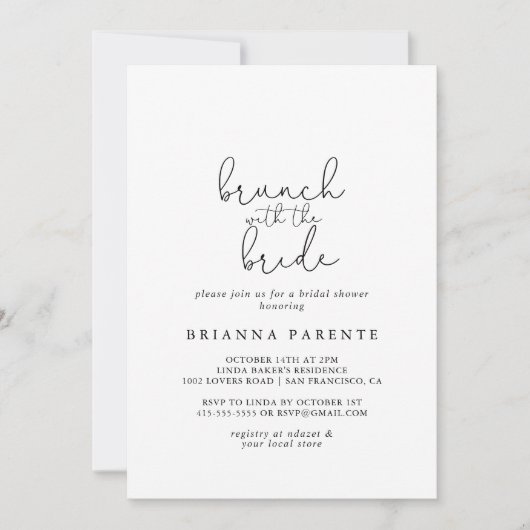 花嫁シンプルシャワー付き書道ブランチ 招待状 (正面)