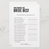 花嫁シンプルブライダルシャワーゲームを知っている人 (正面/裏面)