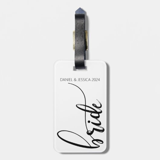 花嫁スクリプトエレガントミニマリスト名ラゲッジタグ ラゲッジタグ (裏面縦)