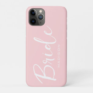 花嫁スクリプト赤面結婚ピンクパーソナライズされたズ iPhone 11 PROケース