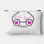 花嫁スクワッドピンクの黒いグーグルのハート花嫁メイド アクセサリーポーチ (正面)