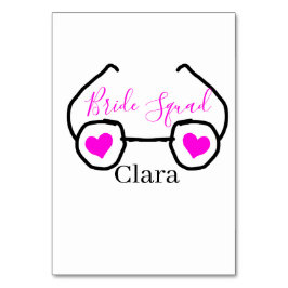 花嫁スクワッドピンクの黒いグーグルのハート花嫁メイド テーブルナンバー