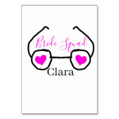 花嫁スクワッドピンクの黒いグーグルのハート花嫁メイド テーブルナンバー (裏面)