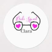 花嫁スクワッドピンクの黒いグーグルのハート花嫁メイド ラベル (デザイン1)