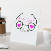 花嫁スクワッドピンクの黒いグーグルのハート花嫁メイド 台座サイン (インサイチュ)