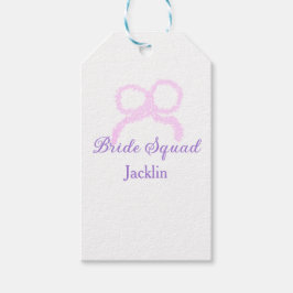 花嫁スクワッドピンクグリッターのバウのスター花嫁メイドの名前 ギフトタグ