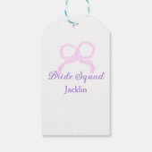 花嫁スクワッドピンクグリッターのバウのスター花嫁メイドの名前 ギフトタグ (裏面)