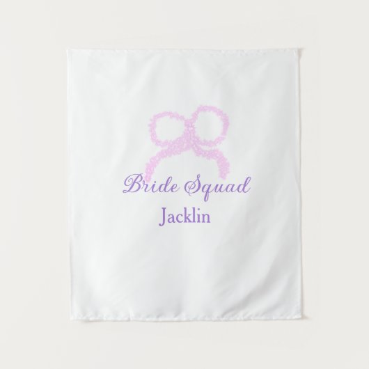 花嫁スクワッドピンクグリッターのバウのスター花嫁メイドの名前 タペストリー (正面)