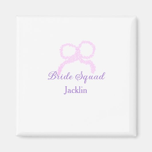 花嫁スクワッドピンクグリッターのバウのスター花嫁メイドの名前 マグネット (正面)