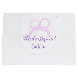 花嫁スクワッドピンクグリッターのバウのスター花嫁メイドの名前 ラージペーパーバッグ