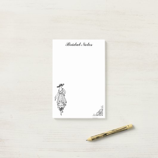 花嫁スタイリッシュの結婚ファッションドレスブライダルノート ポストイット (デスク上)