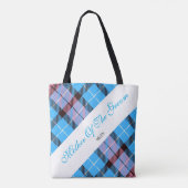 花嫁スタイリッシュピンク青カスタムの母親の新郎 トートバッグ (裏面)