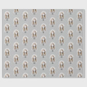 花嫁スティックフィギュアとデイジーブーケ ラッピングペーパー (フラット)