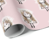 花嫁スティックフィギュアとデイジーブーケ ラッピングペーパー (ロールコーナー)