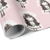 花嫁スティックフィギュアとデイジーブーケ ラッピングペーパー (ロールコーナー)