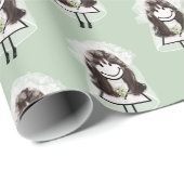 花嫁スティックフィギュアとデイジーブーケ ラッピングペーパー (ロールコーナー)