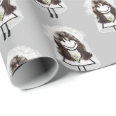 花嫁スティックフィギュアとデイジーブーケ ラッピングペーパー (ロールコーナー)