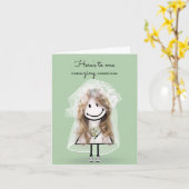 花嫁スティックフィギュア（ブーケ付き） カード (黄色い花)