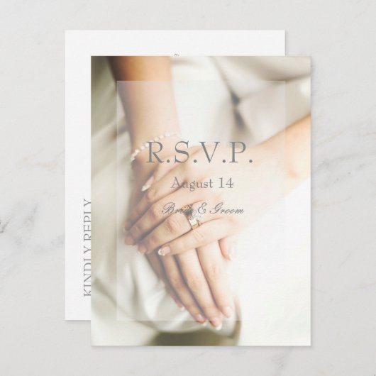 花嫁ダイヤモンドリングや輪ウェディングRSVP インビテーションポストカード (正面/裏面)