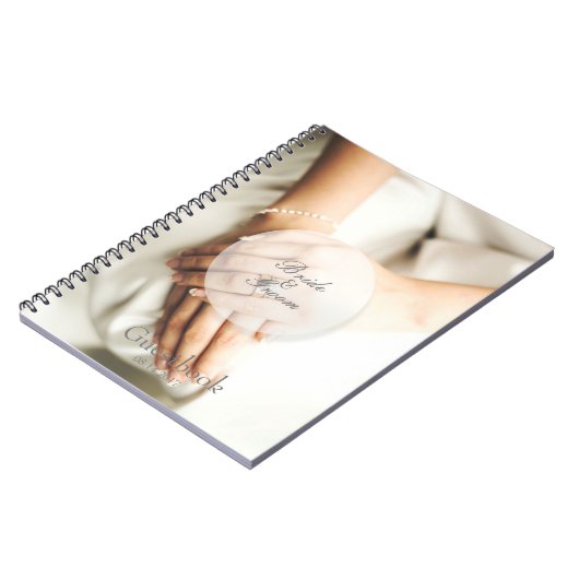 花嫁ダイヤモンドリング結婚編集可能のゲストブック ノートブック (左側)