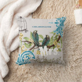 花嫁ダマスクラブバードさくらんぼ花鳥 クッション (ブランケット)