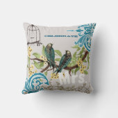 花嫁ダマスクラブバードさくらんぼ花鳥 クッション (裏面)