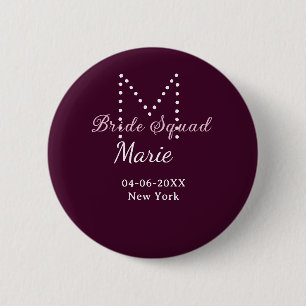 花嫁チーム ネーム モノグラム ブライズメイド Mauve 缶バッジ