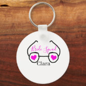 花嫁チーム ピンク ブラック サングラス ハート ブライズメイド キーホルダー (正面)